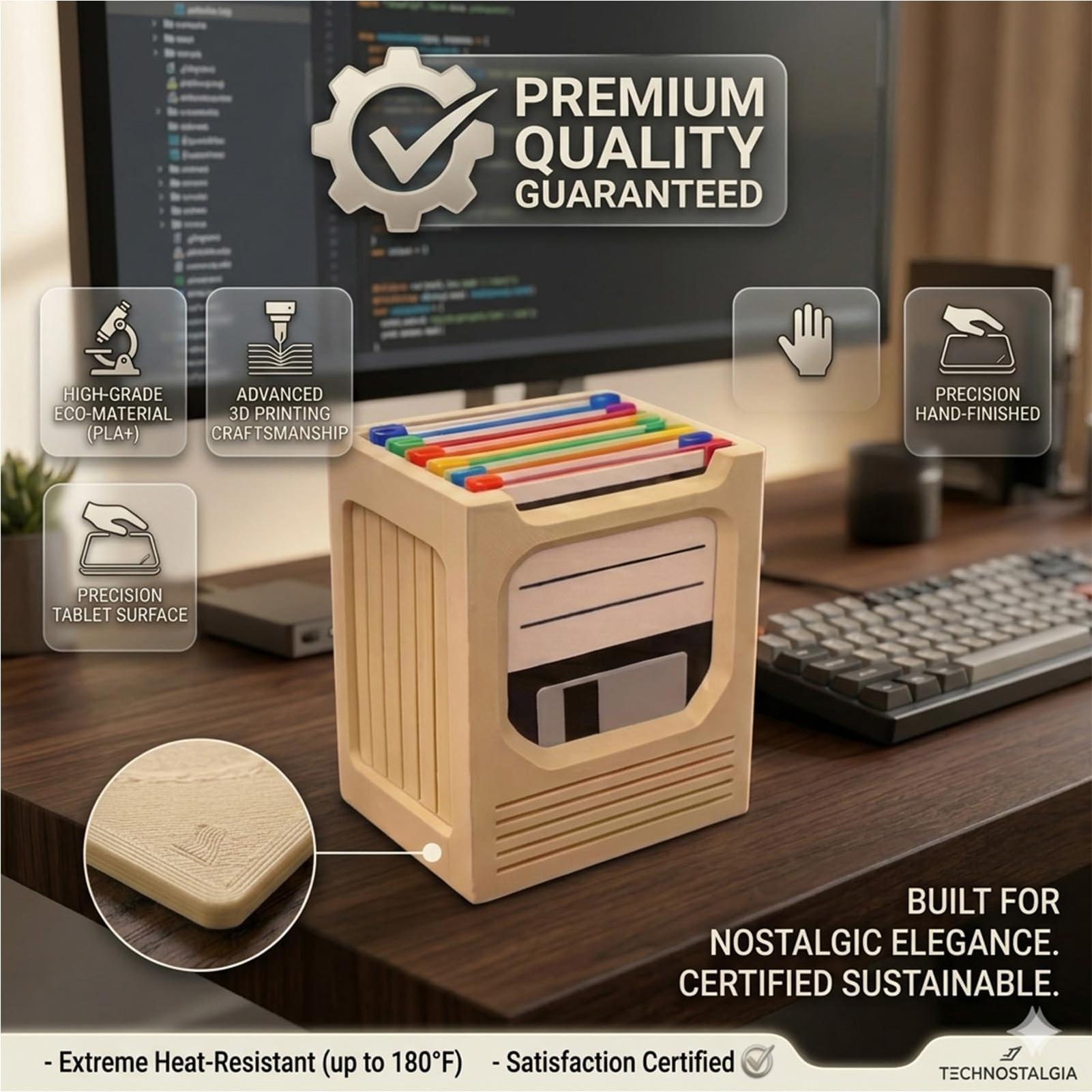 Office Tech For Home - Retro Tech Untersetzer-Halter-Set, Ästhetisches Aufbewahrungsregal, Getränkeuntersetzer-Set